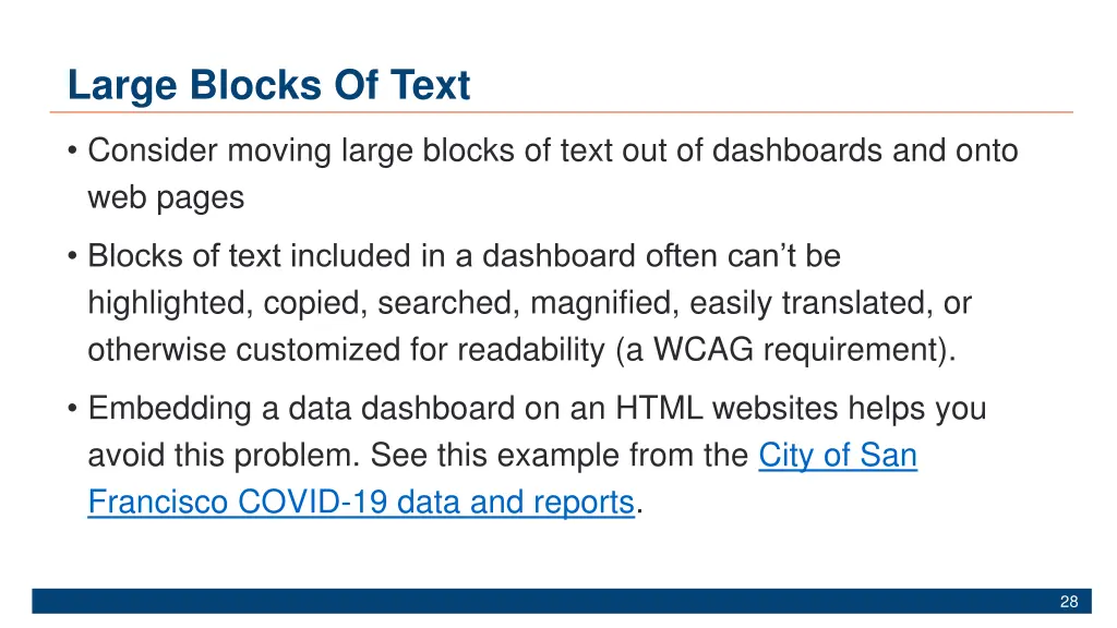 large blocks of text