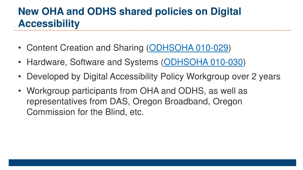 new oha and odhs shared policies on digital
