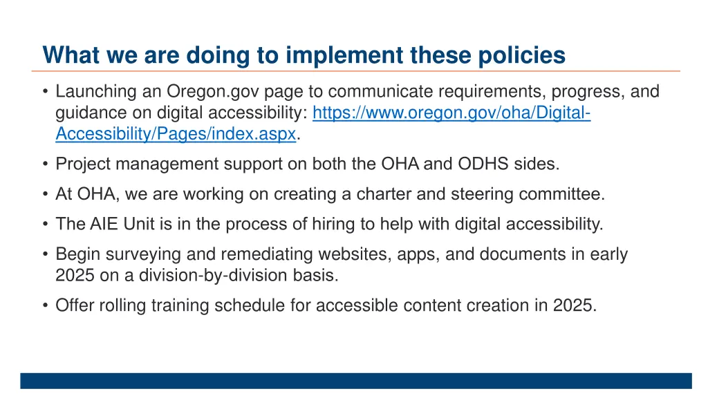 what we are doing to implement these policies