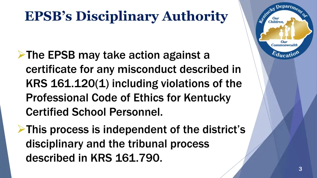 epsb s disciplinary authority