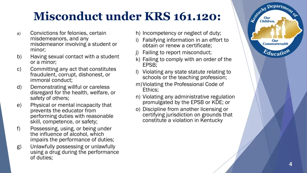 misconduct under krs 161 120