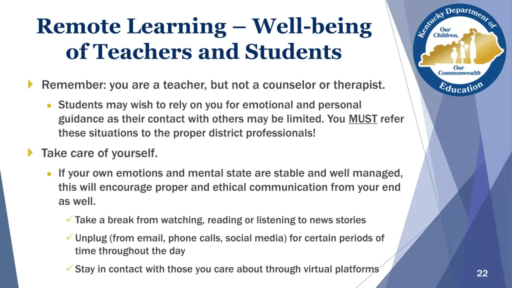 remote learning well being of teachers