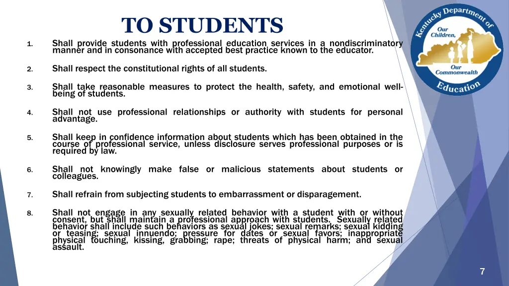 to students shall provide students with