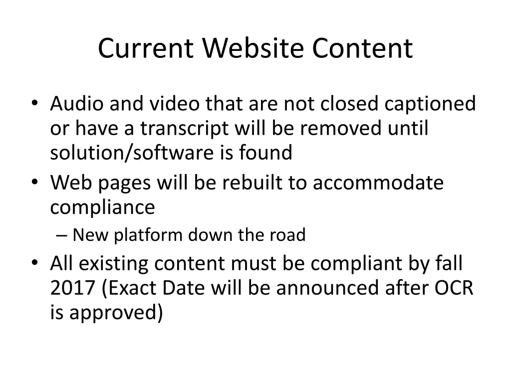 current website content
