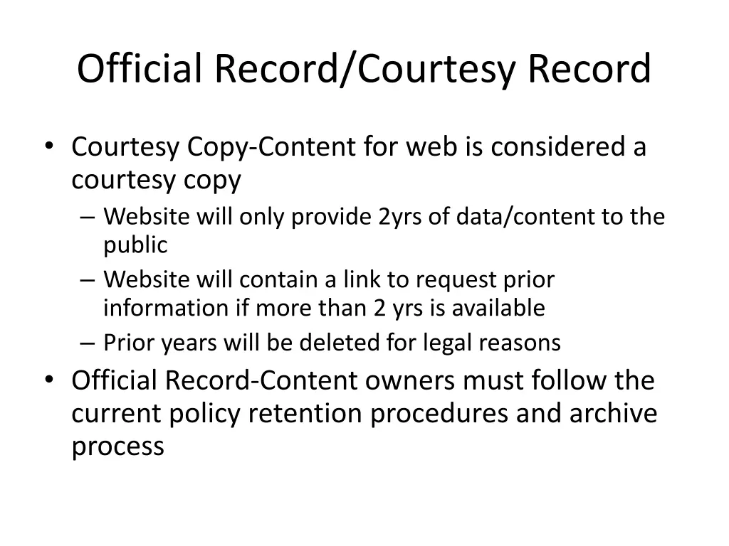 official record courtesy record