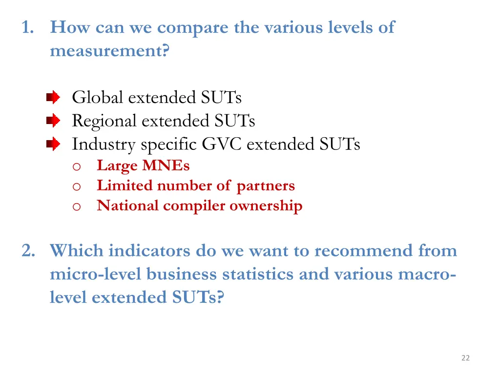 1 how can we compare the various levels