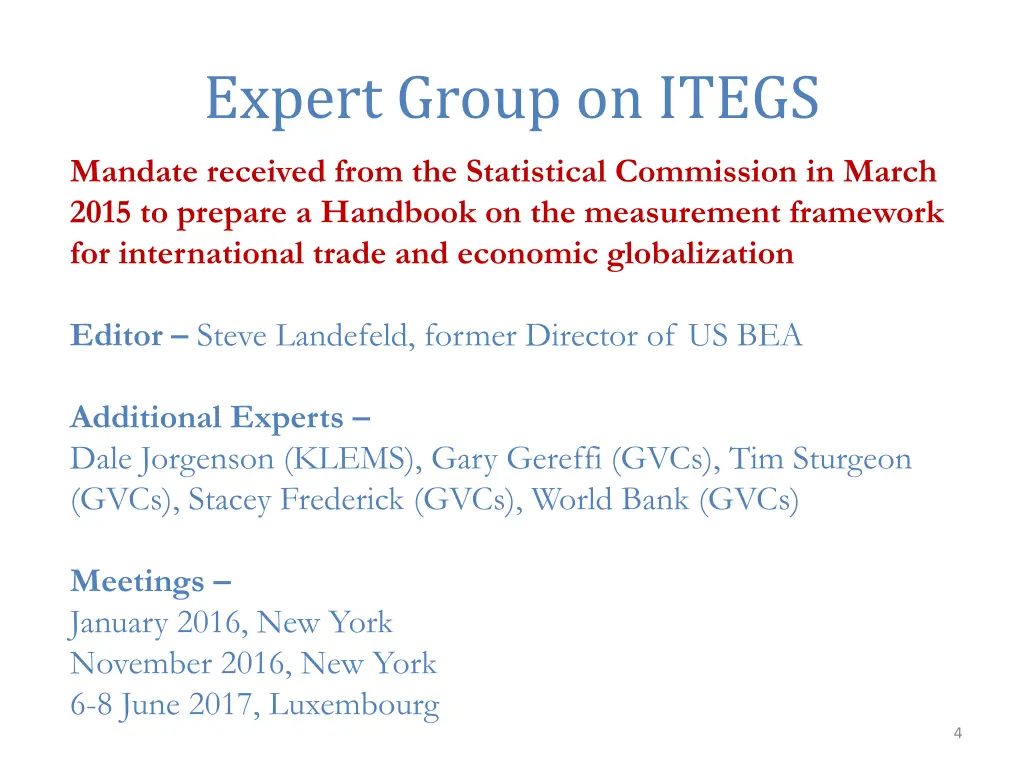 expert group on itegs 1