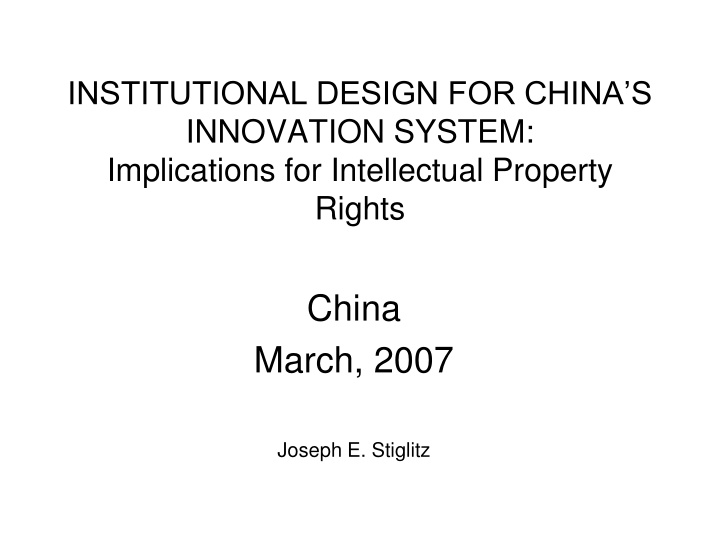 institutional design for china s innovation