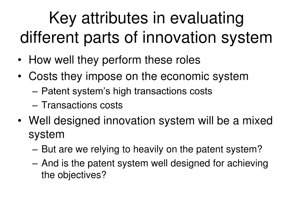key attributes in evaluating different parts