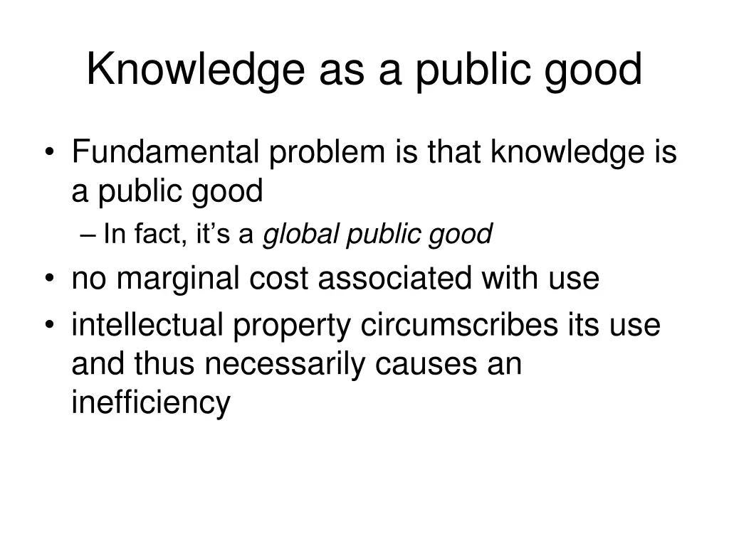 knowledge as a public good