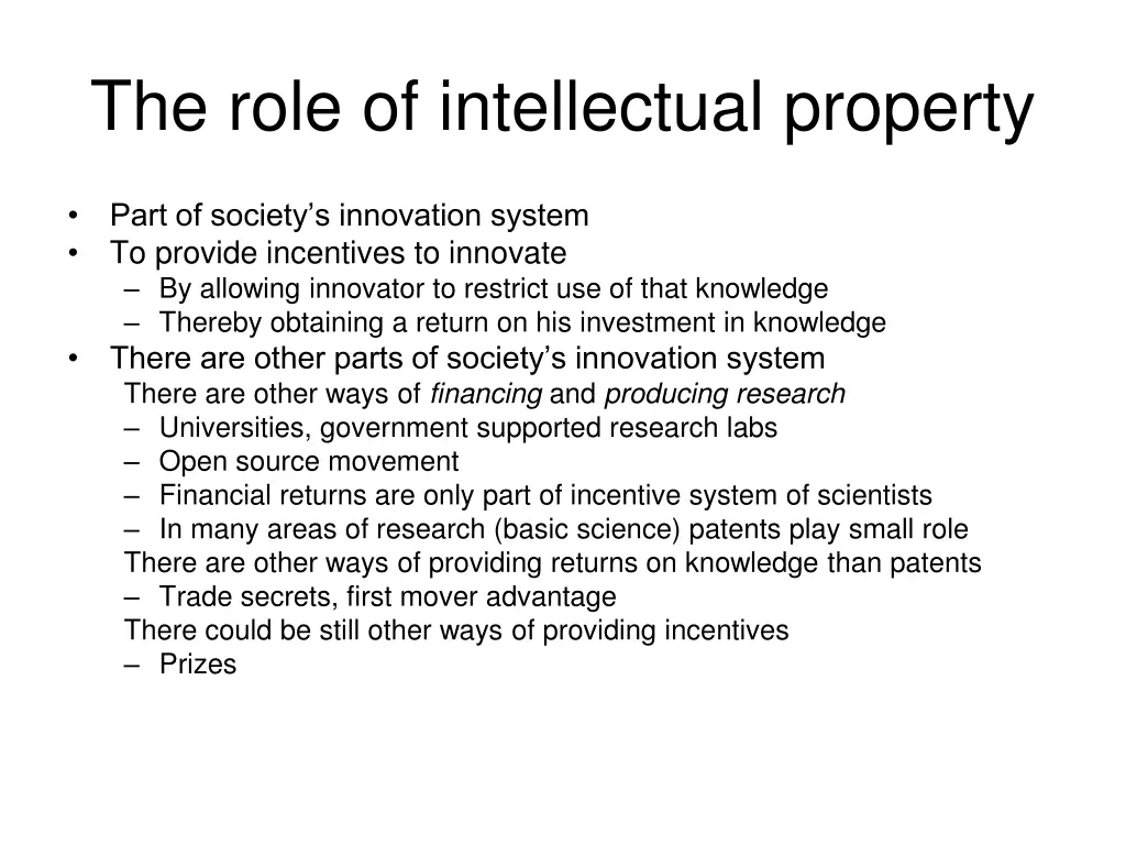 the role of intellectual property