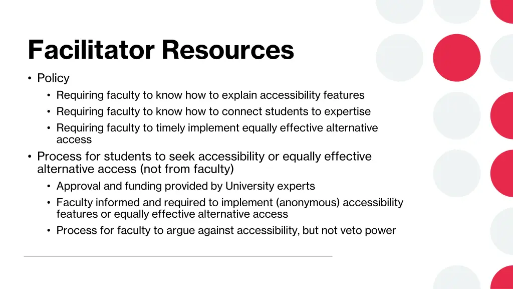 facilitator resources policy requiring faculty