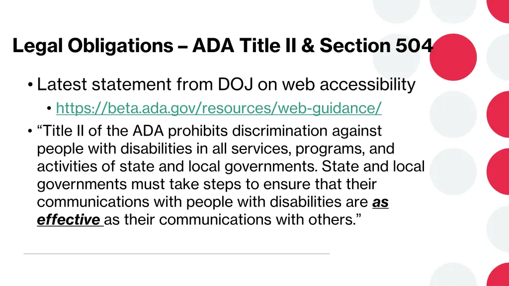 legal obligations ada title ii section 504 1