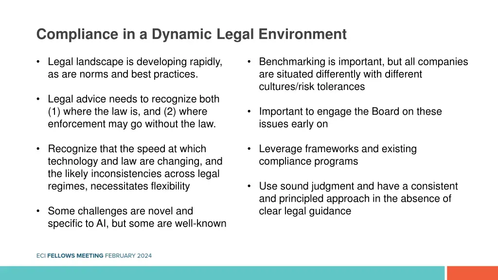 compliance in a dynamic legal environment