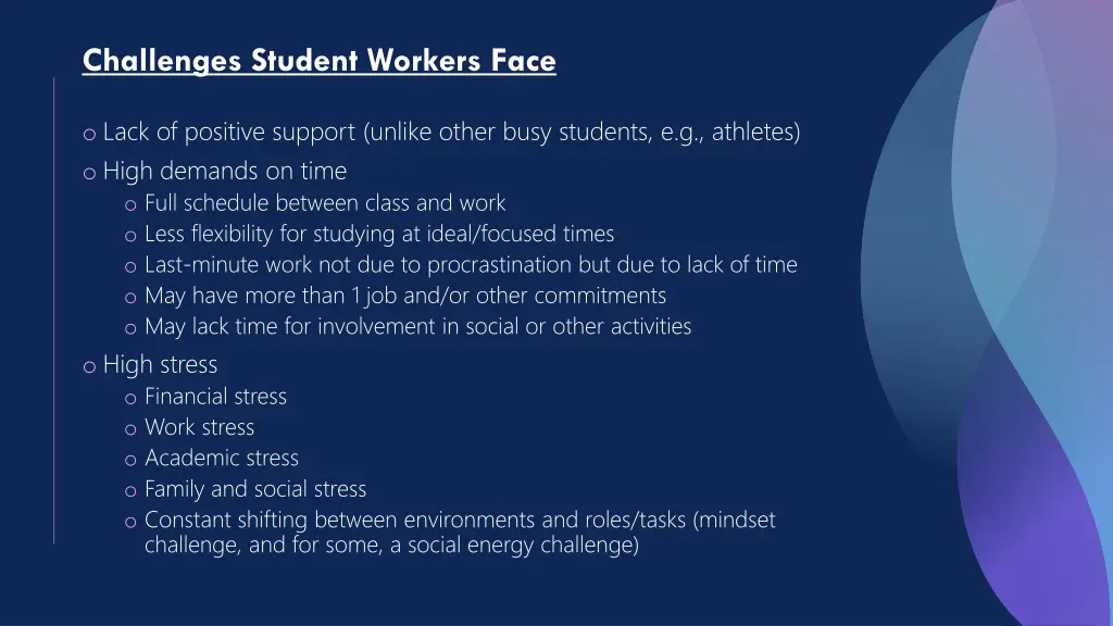 challenges student workers face