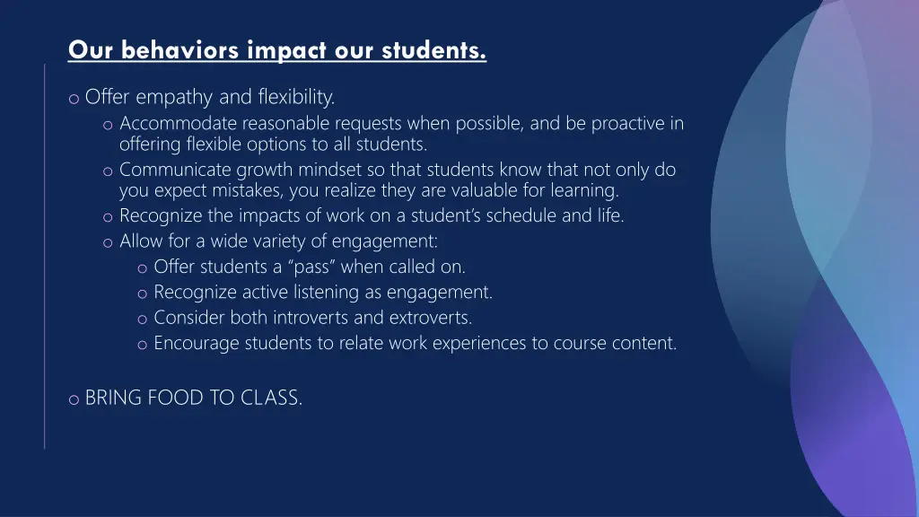 our behaviors impact our students 1