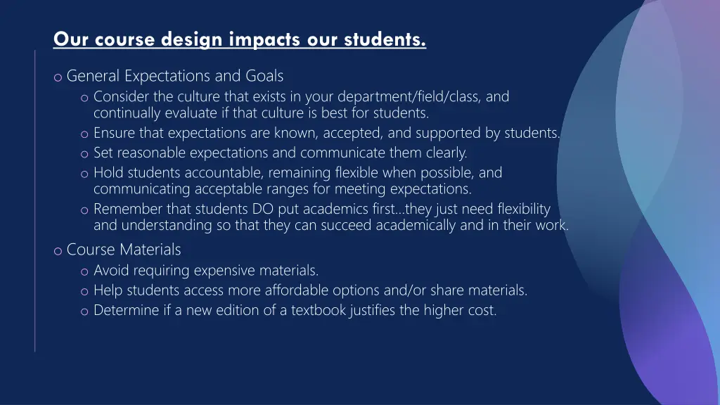 our course design impacts our students