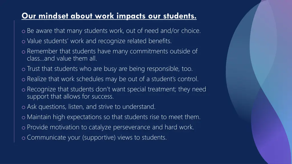 our mindset about work impacts our students