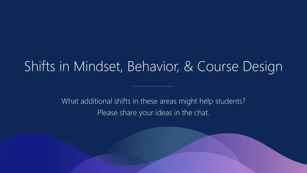 shifts in mindset behavior course design 1