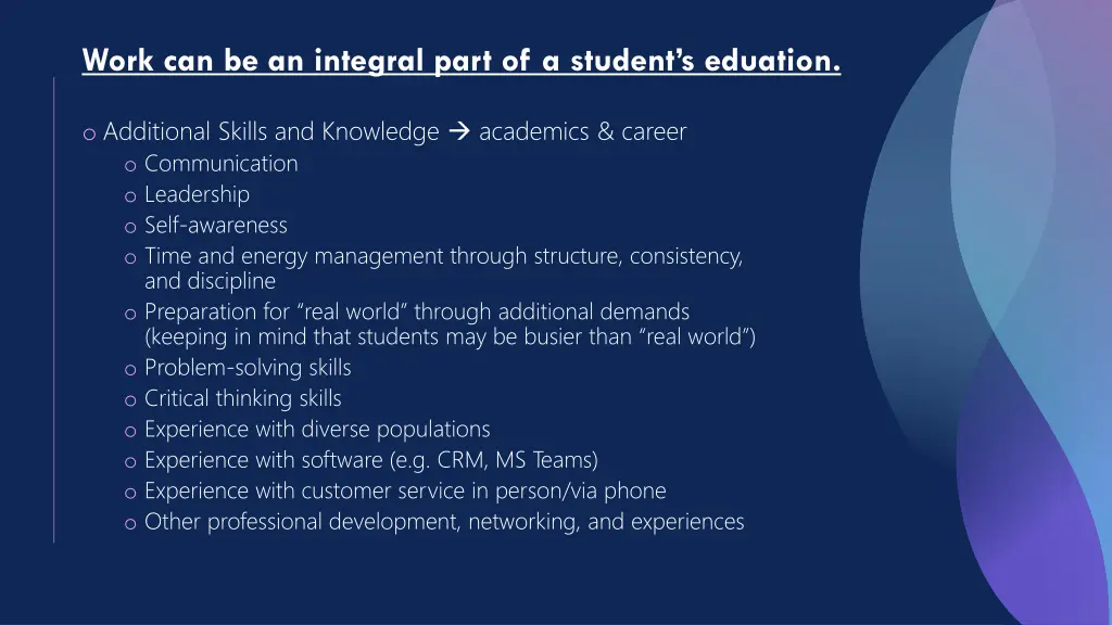 work can be an integral part of a student