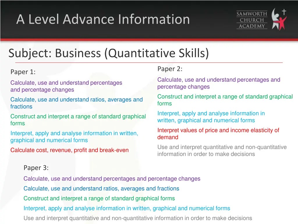 a level advance information 3