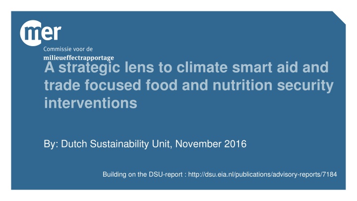 a strategic lens to climate smart aid and trade