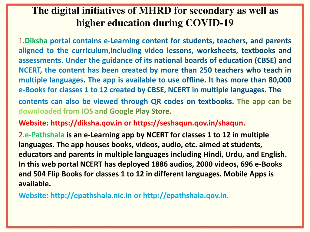 the digital initiatives of mhrd for secondary