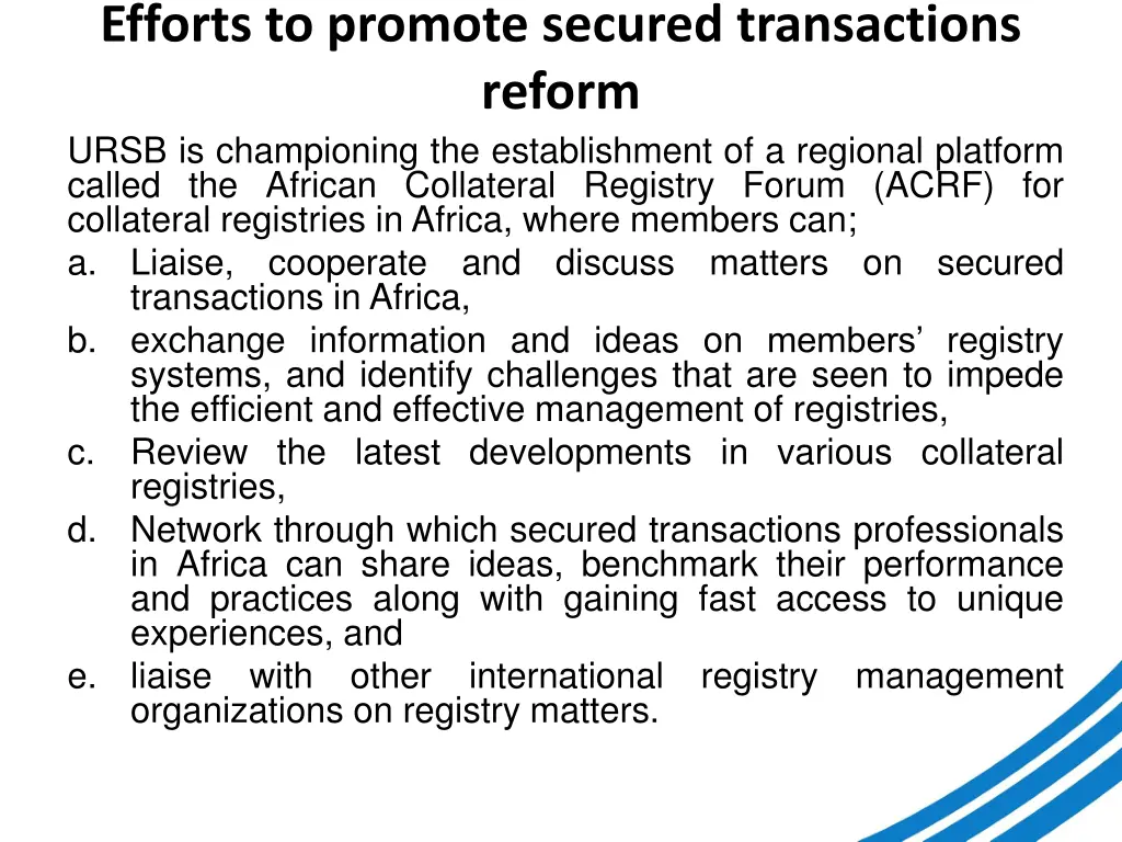 efforts to promote secured transactions reform