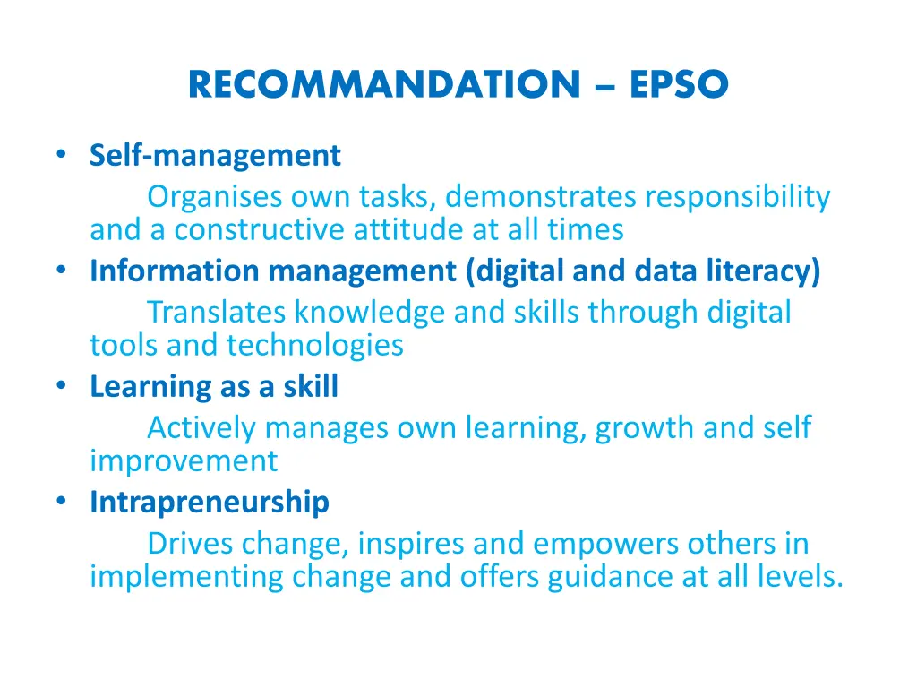recommandation epso