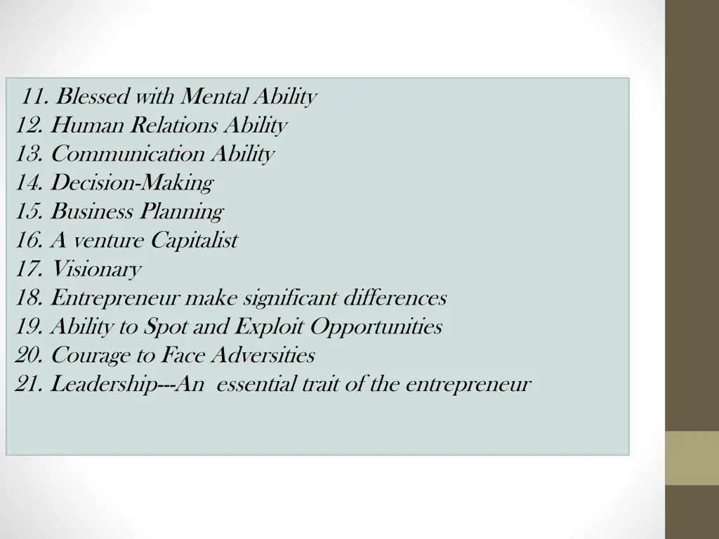 11 blessed with mental ability 12 human relations