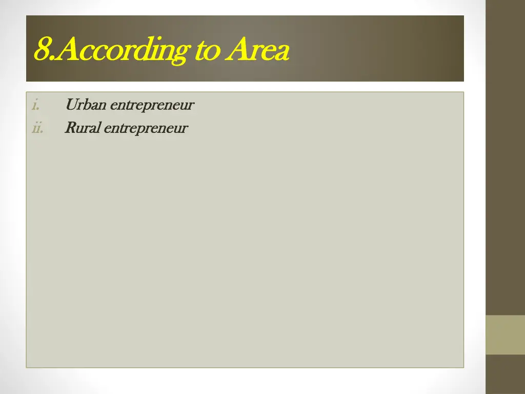 8 according to area 8 according to area