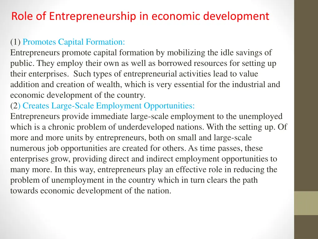 role of entrepreneurship in economic development