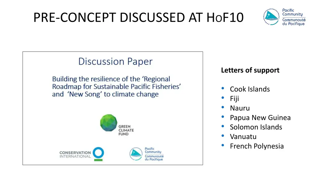 pre concept discussed at h o f10
