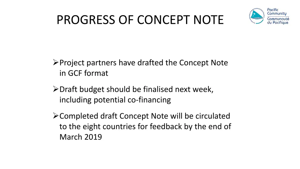 progress of concept note