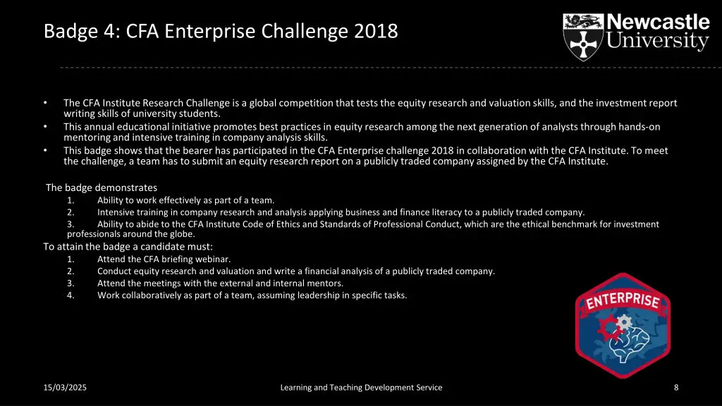 badge 4 cfa enterprise challenge 2018