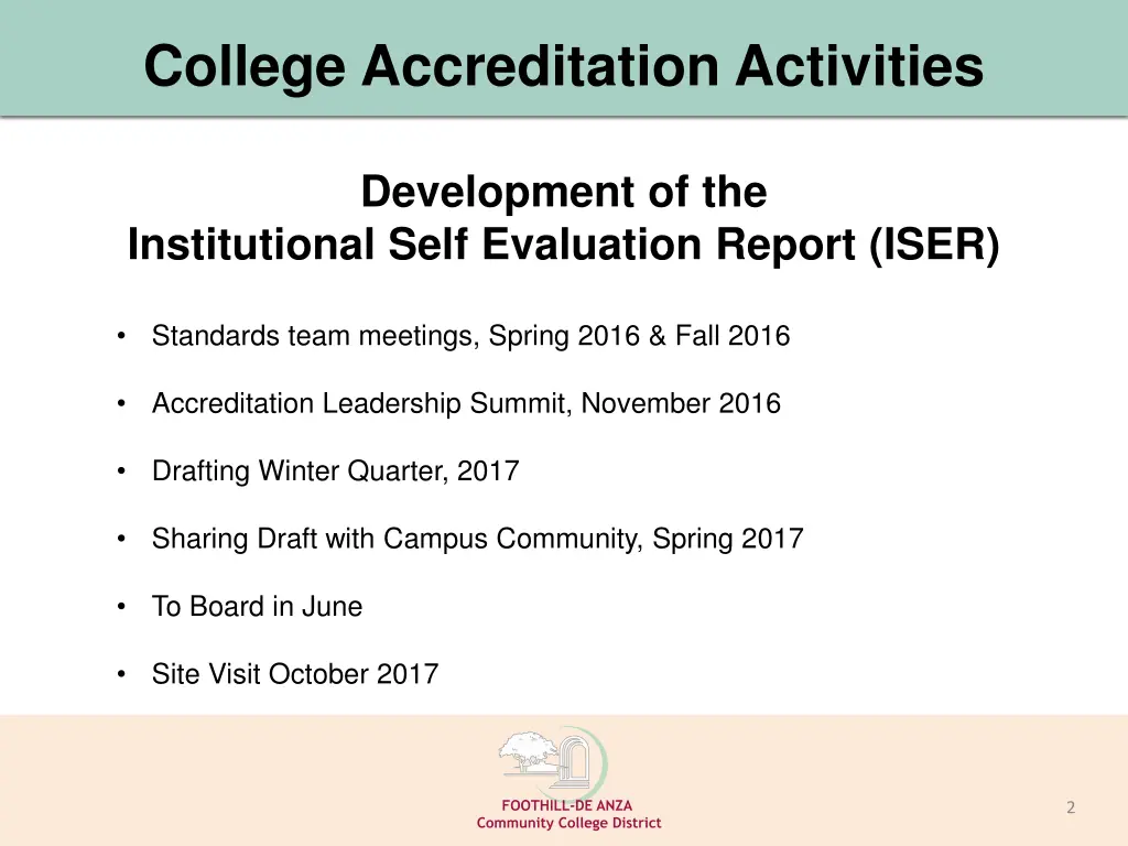 college accreditation activities