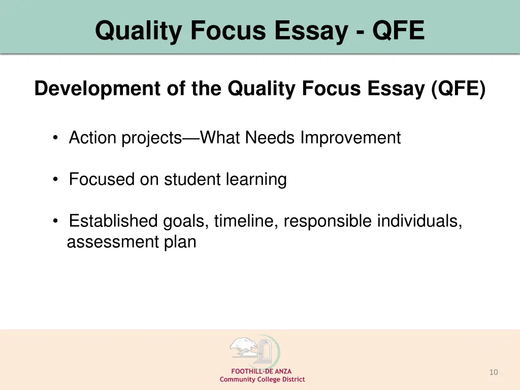 quality focus essay qfe