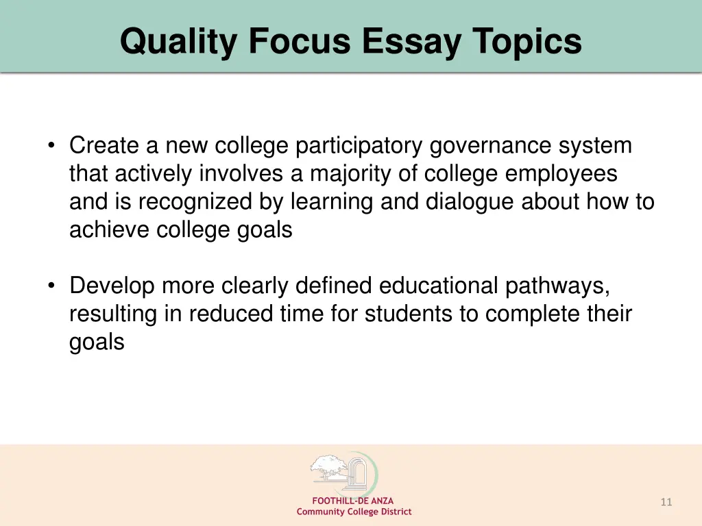 quality focus essay topics