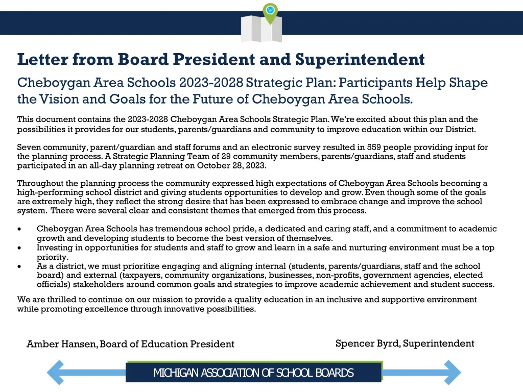 letter from board president and superintendent