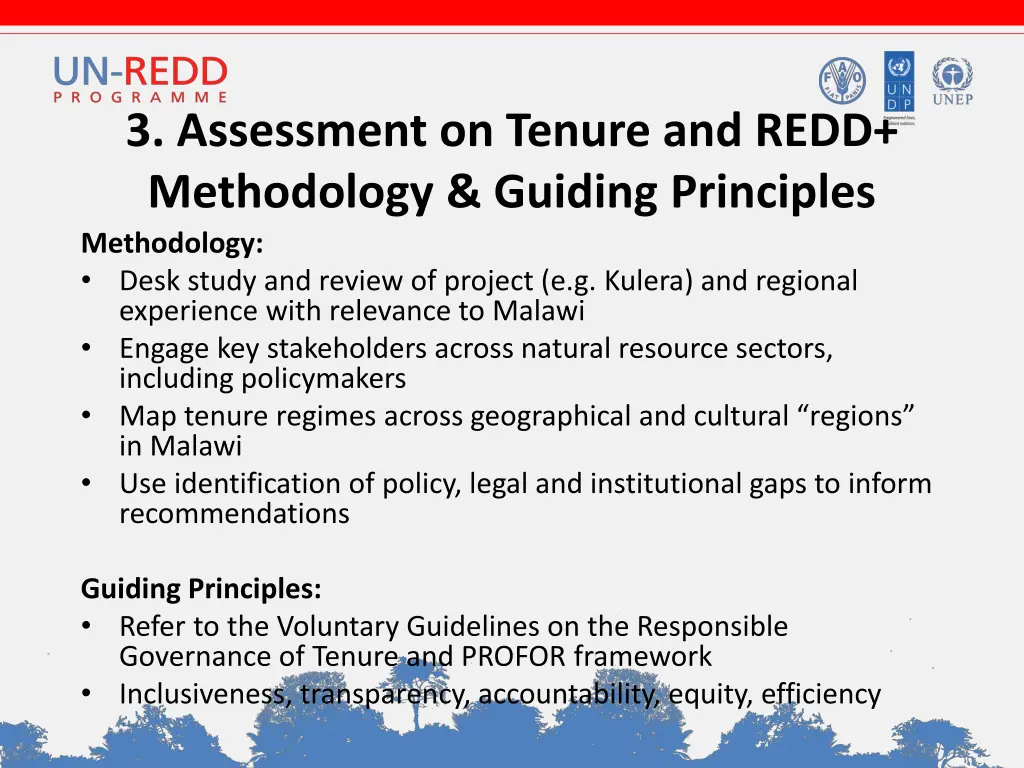 3 assessment on tenure and redd methodology