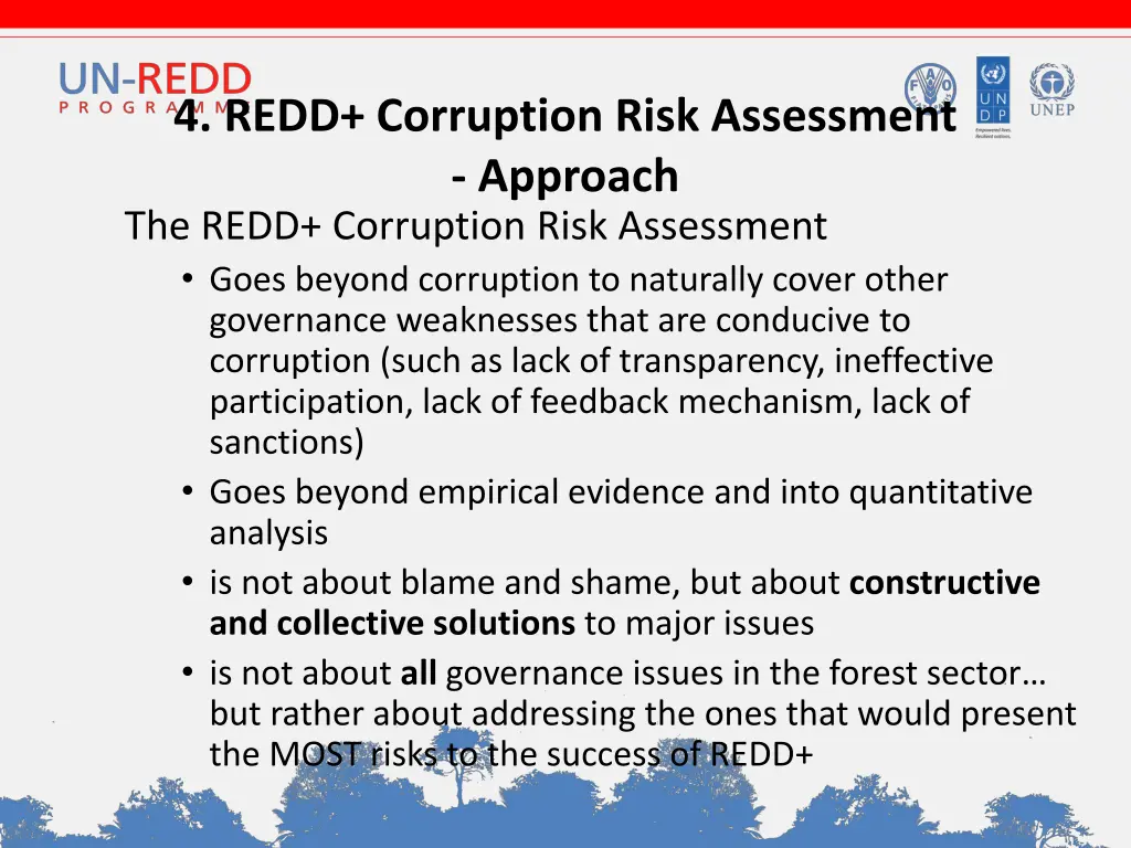 4 redd corruption risk assessment approach