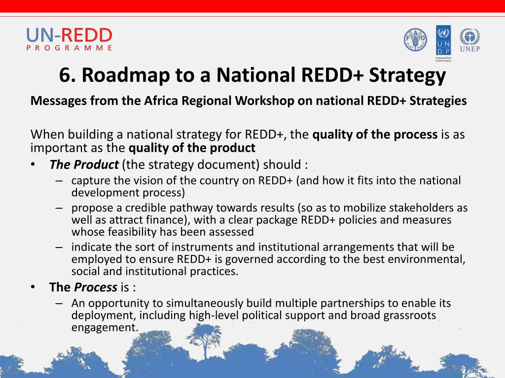 6 roadmap to a national redd strategy messages