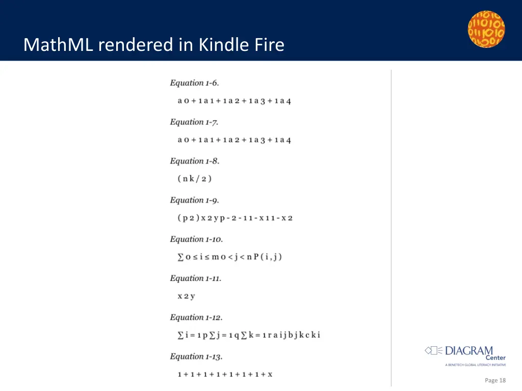 mathml rendered in kindle fire