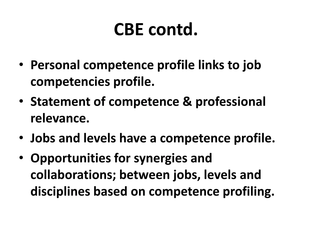 cbe contd