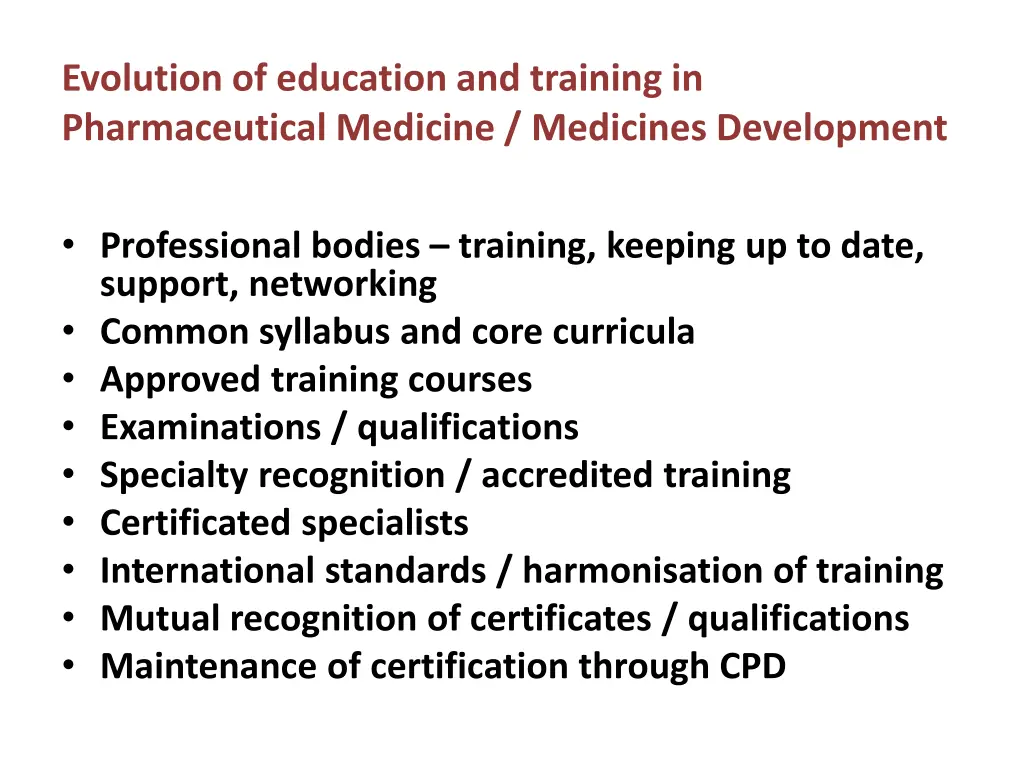 evolution of education and training