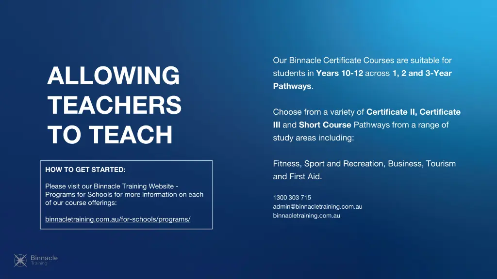 our binnacle certificate courses are suitable