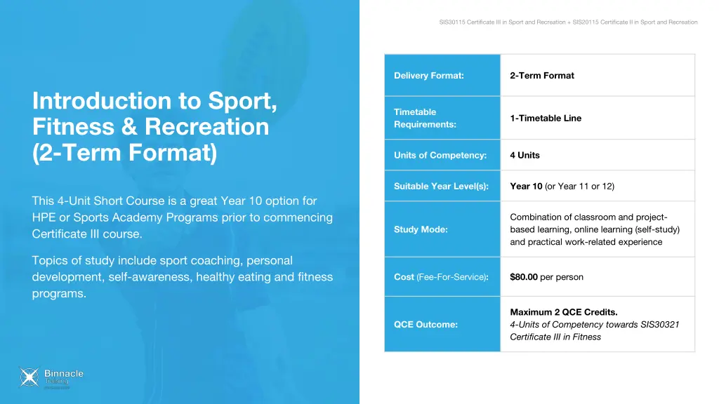 sis30115 certificate iii in sport and recreation 5