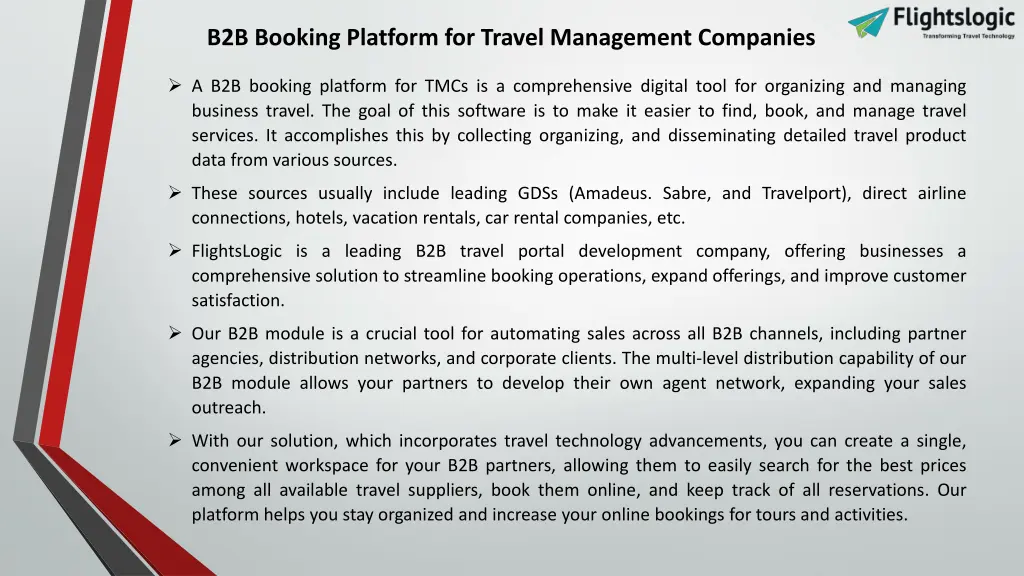 b2b booking platform for travel management