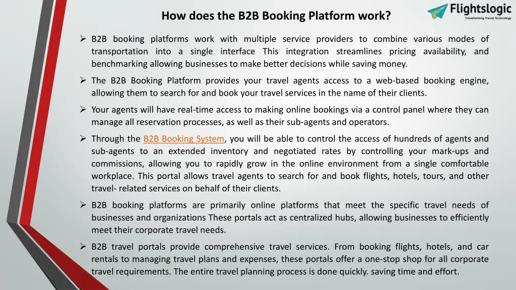 how does the b2b booking platform work