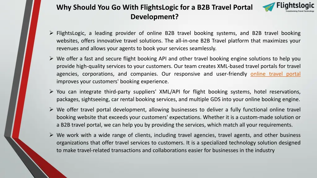 why should you go with flightslogic